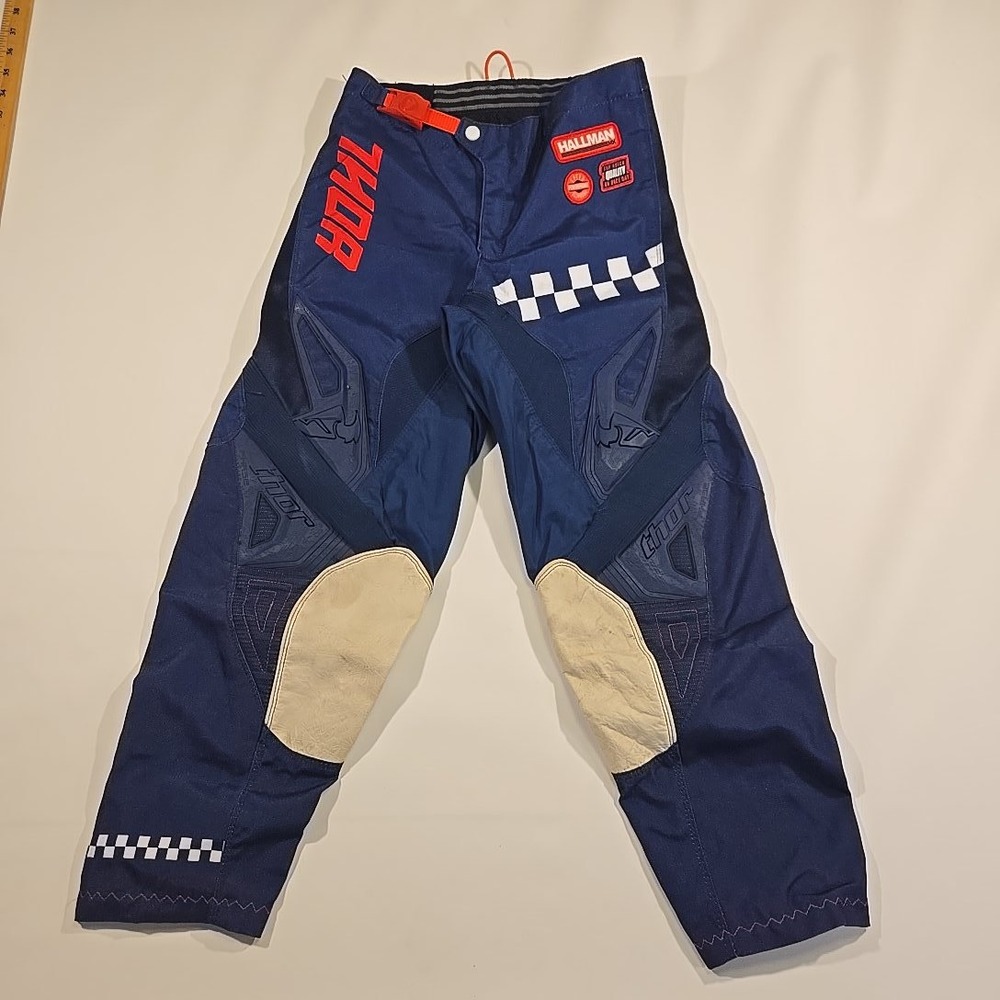 Thor Hallman Youth 26" Motocross Pants Blue White Padded Knees 26x24 Kid MX Race